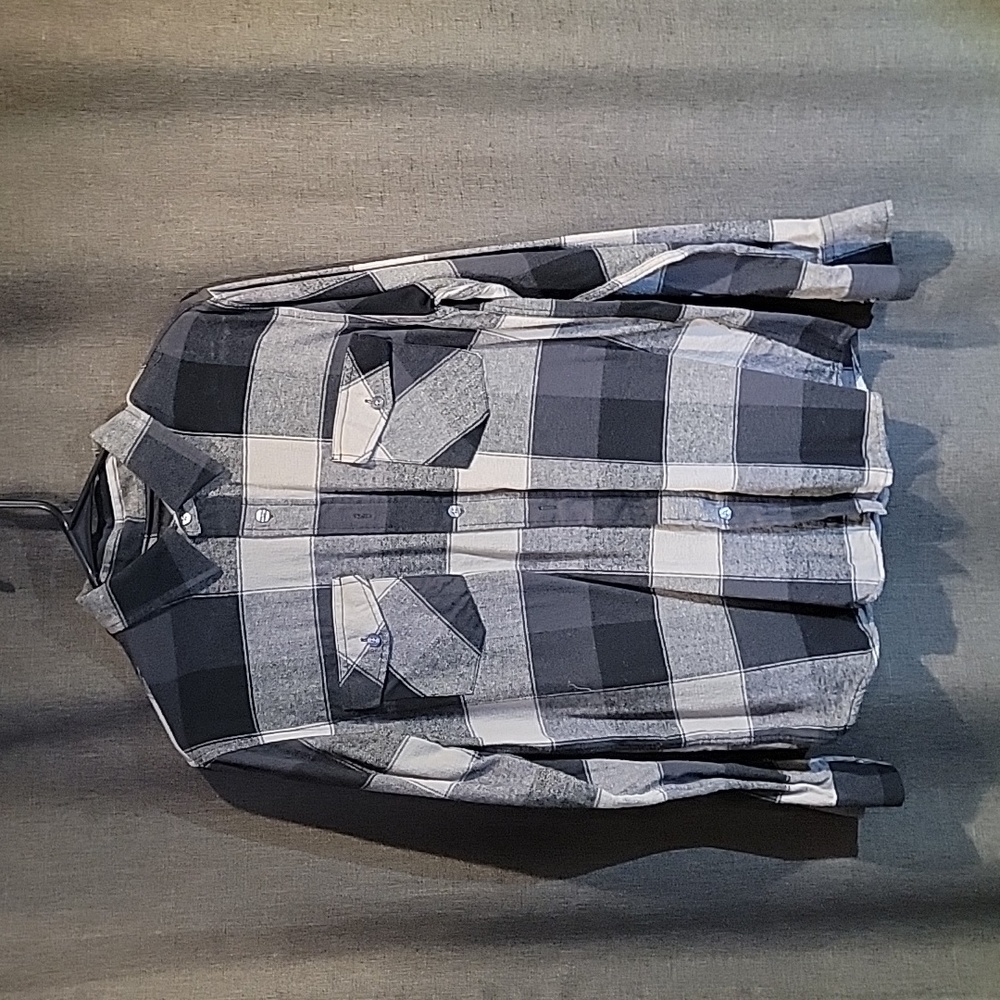 Gray and black button up